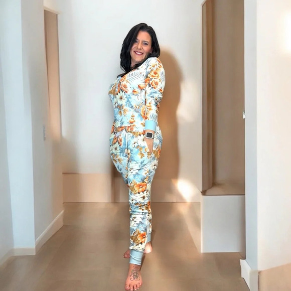 Shirley & Stone Blue Boho Floral‎ Blue Lounge Pajama Set for Women comfortable - Picture 8 of 12